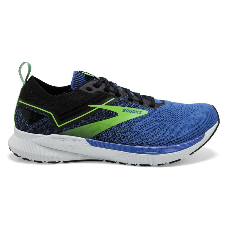 Brooks RICOCHET 3 Lightweight Road Running Shoes Mens Outlet - India Ink/Blue/Green Gecko (HBI358164